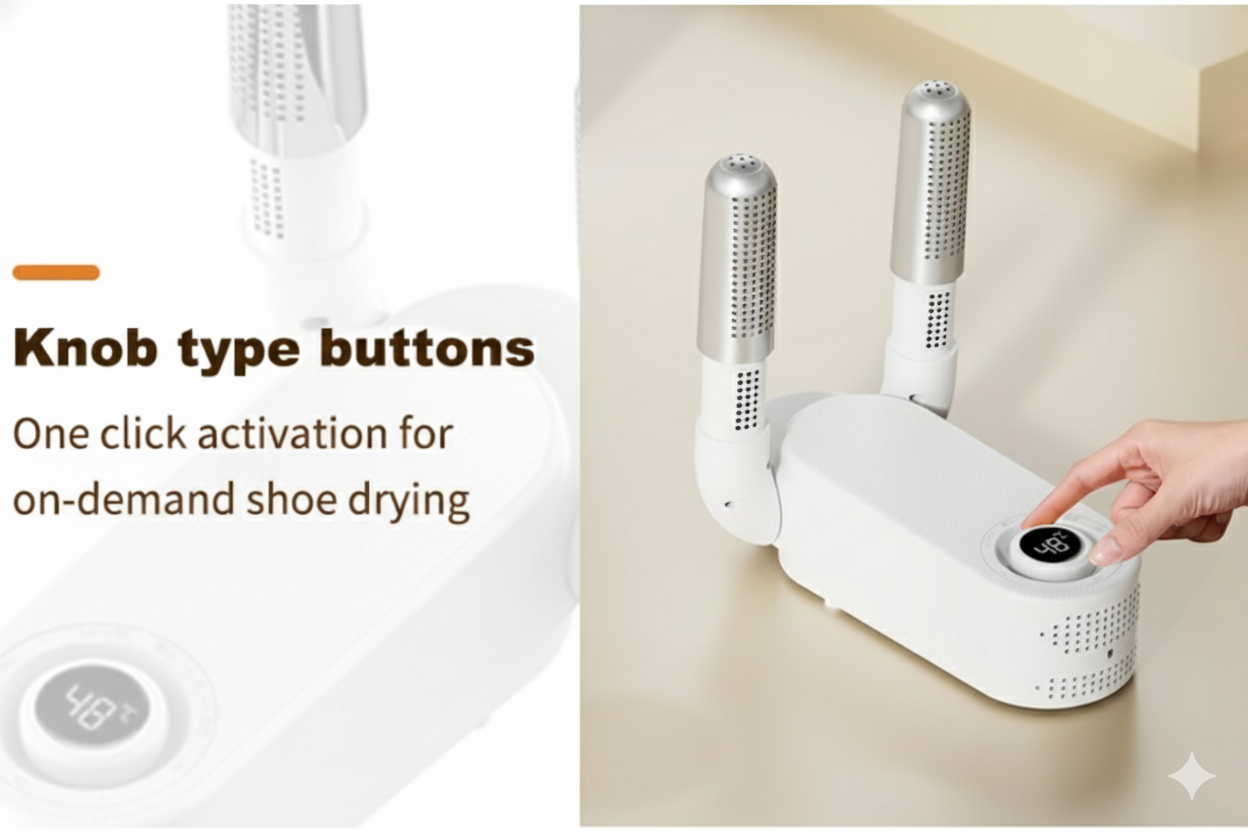 Electric Shoe Dryer with Smart Timer &amp; 360° Heat Circulation